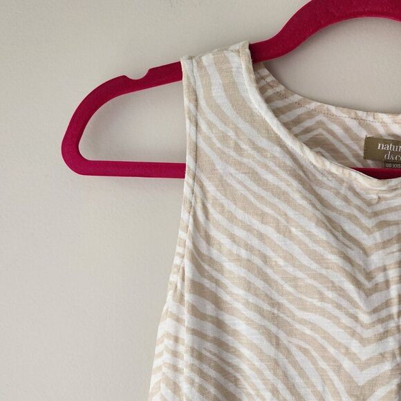 Denim & Co Naturals Maxi Dress | XXSP | Linen Blend Animal Print Zebra Tan Ivory - Picture 2 of 9